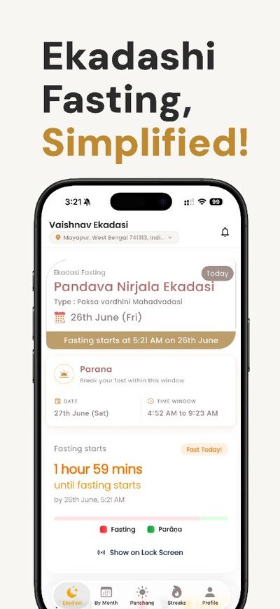Ekadashi Fasting Simplified — Vaishnav Ekadasi app on iPhone